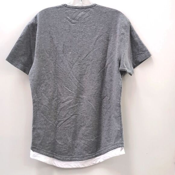 BYLT Grey Drop Cut Short Sleeve Dual Layer Lux T-Shirt Stretch Men's Sz Small - Picture 2 of 5